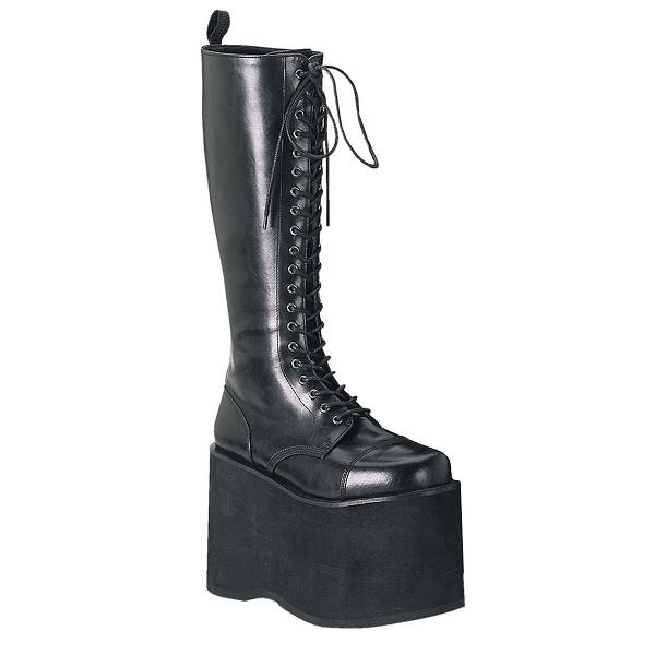 Demonia Men's Mega-602 Knee High Platform Boots - Black Faux Leather D0978-62US Clearance